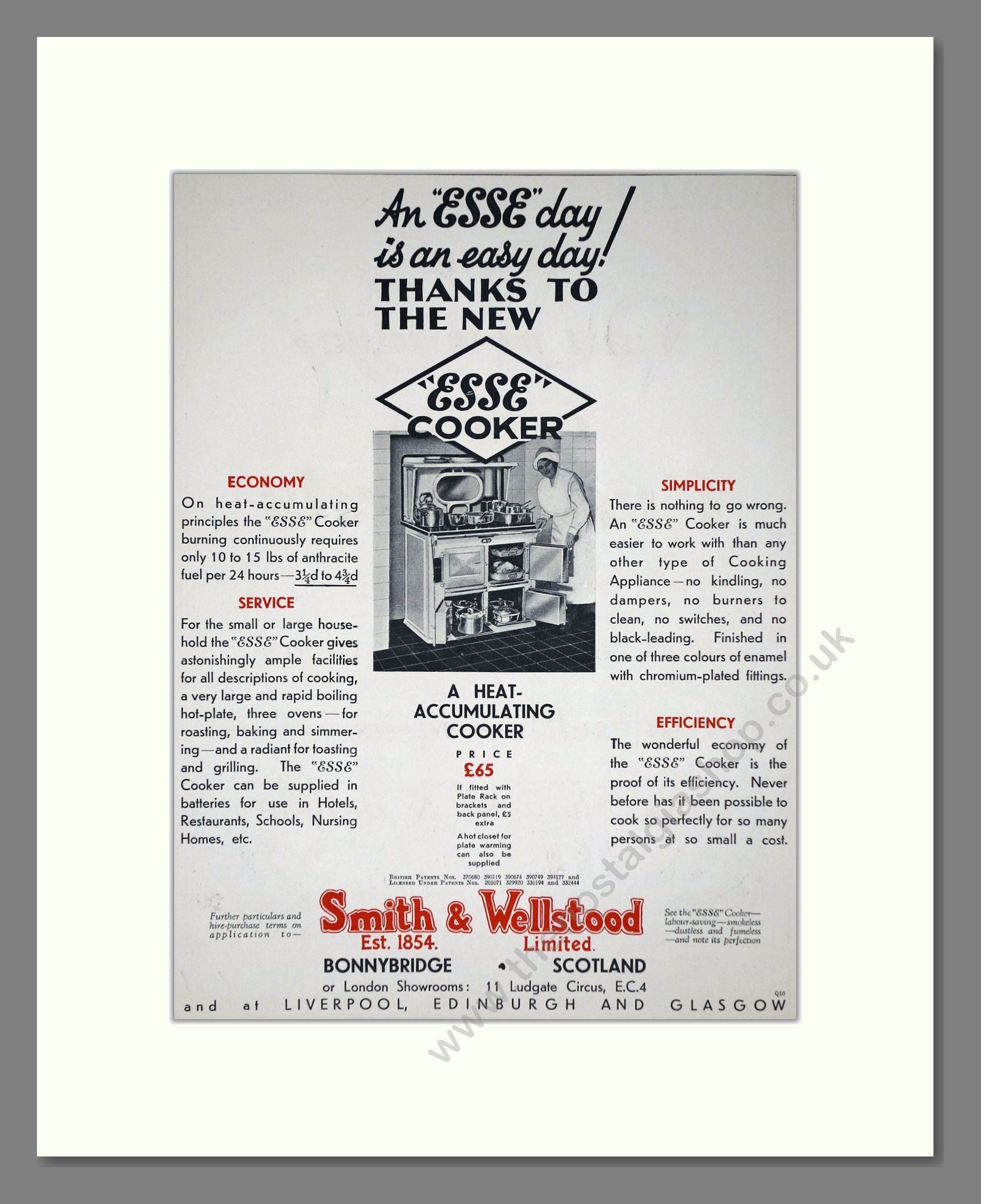 Esse - Heat Accumulating Cooker. Vintage Advert 1933 (ref AD66577)