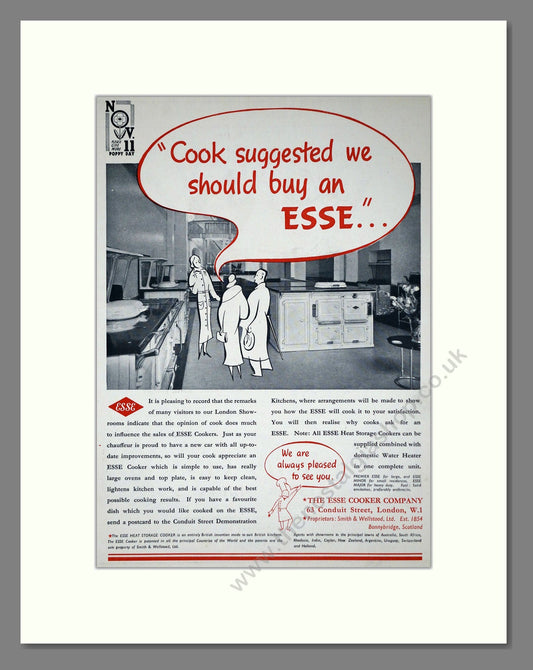 Esse - Heat Storage Cooker. Vintage Advert 1937 (ref AD66582)