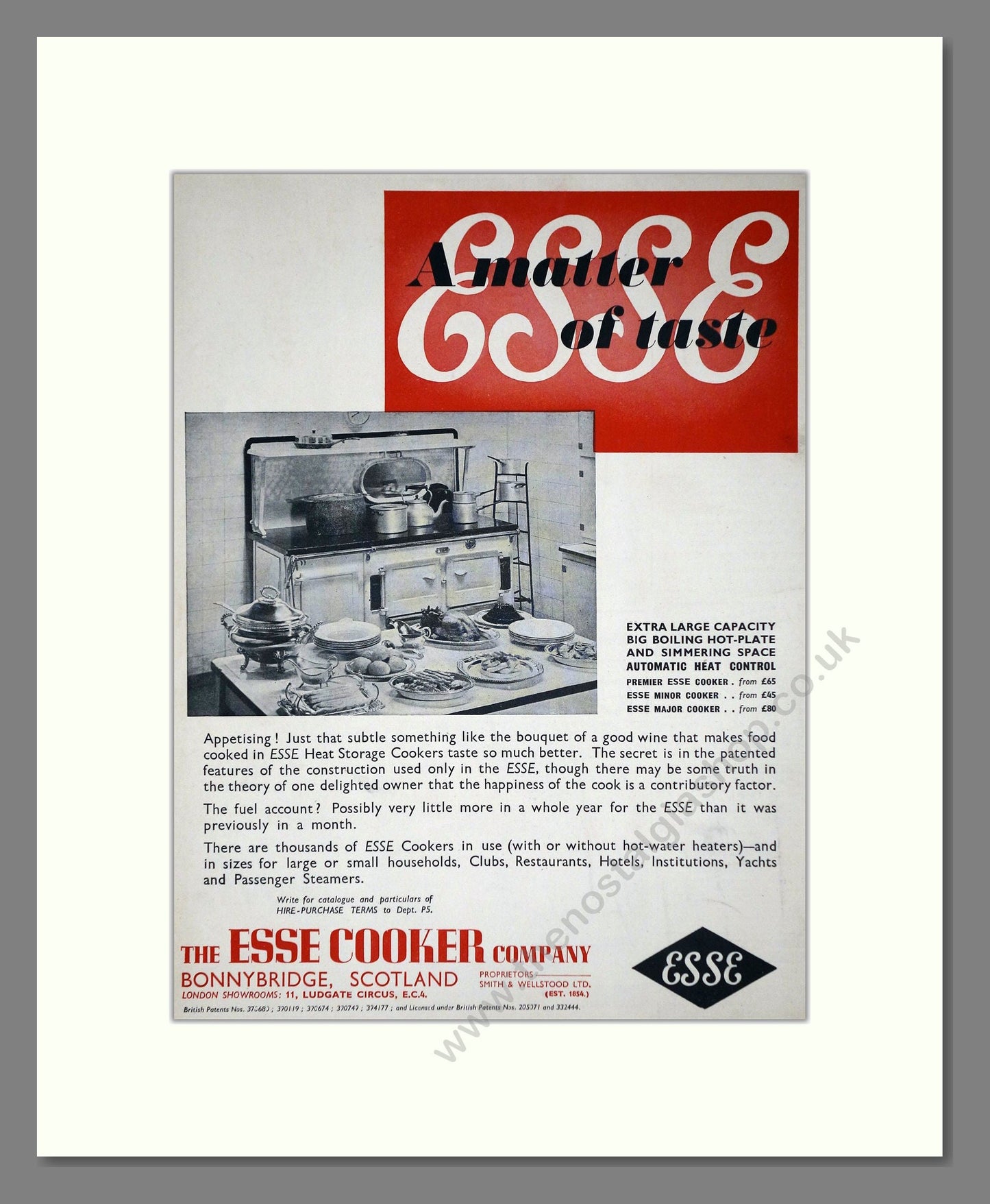 Esse - Heat Storage Cooker. Vintage Advert 1936 (ref AD66583)