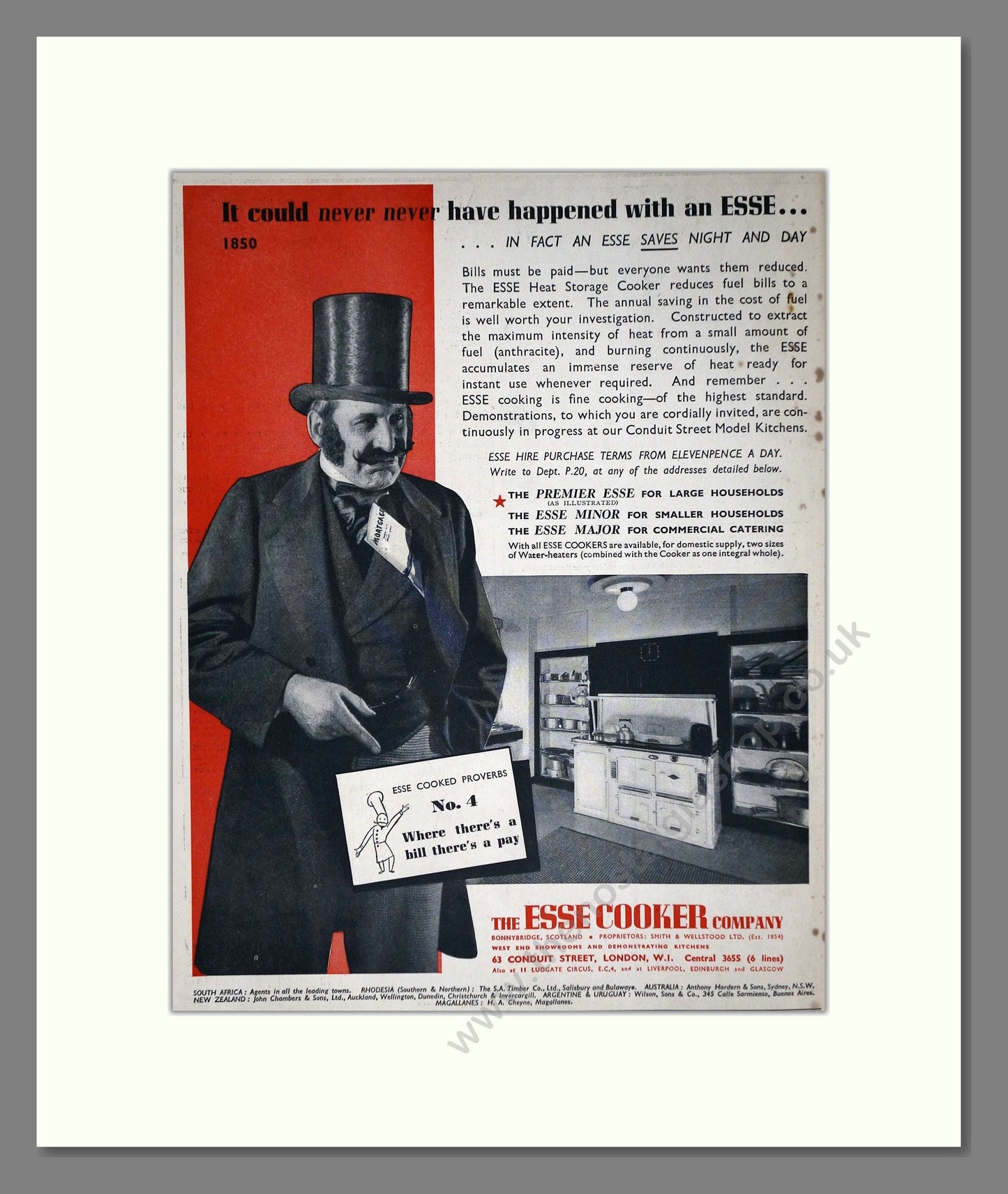 Esse - Premier / Minor / Major Cooker. Vintage Advert 1937 (ref AD66587)