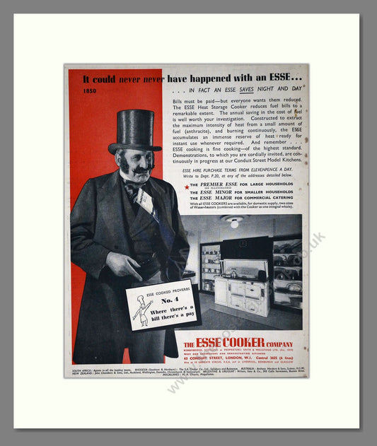 Esse - Premier / Minor / Major Cooker. Vintage Advert 1937 (ref AD66587)