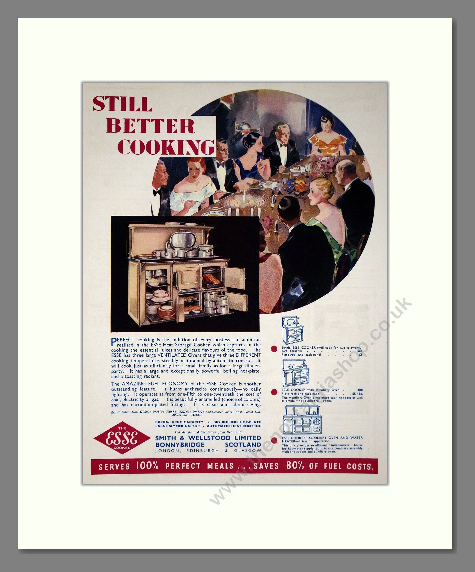 Esse - Ventilated Cookers. Vintage Advert 1935 (ref AD66601)