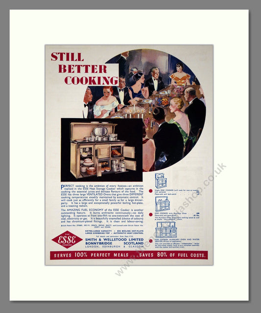 Esse - Ventilated Cookers. Vintage Advert 1935 (ref AD66601)