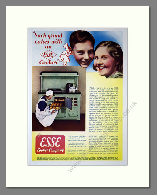 Esse - Heat Storage Cooker. Vintage Advert 1938 (ref AD66604)