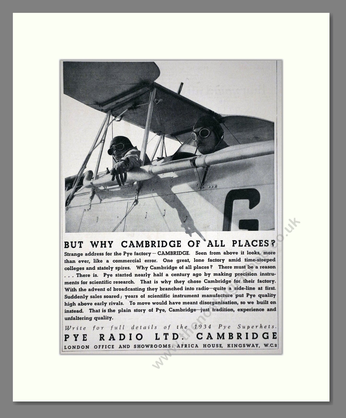 Pye - Cambridge Radio. Vintage Advert 1933 (ref AD66615)