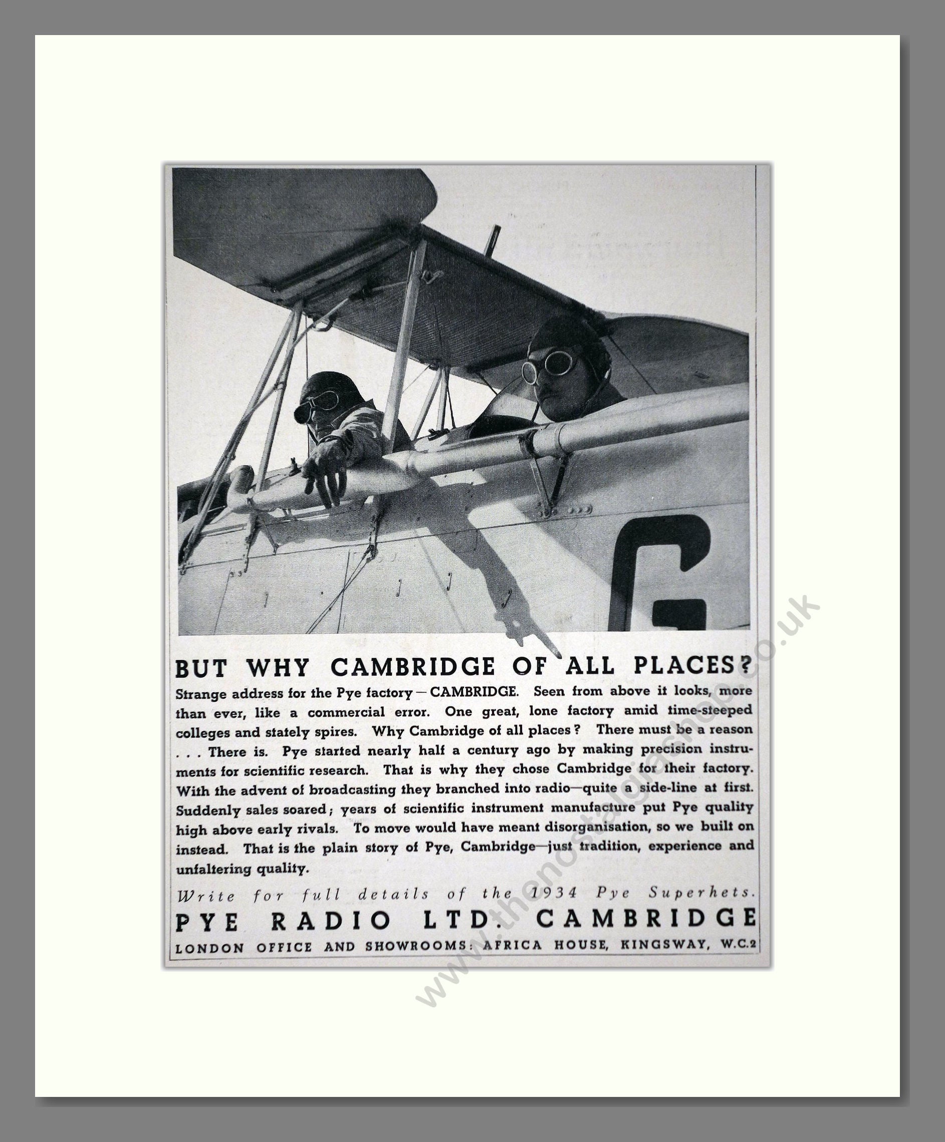 Pye - Cambridge Radio. Vintage Advert 1933 (ref AD66615)