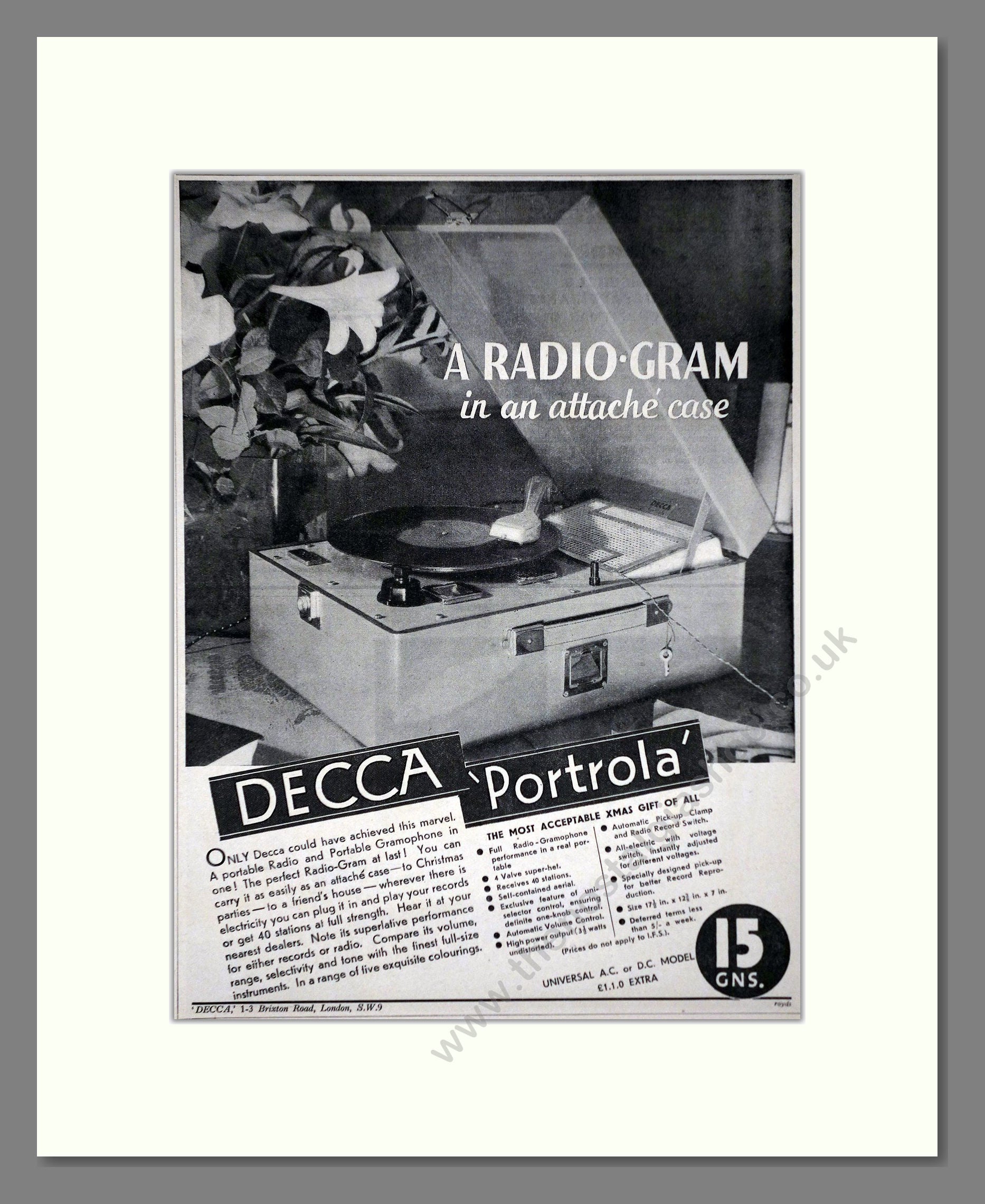 Decca - Portrola. Vintage Advert 1934 (ref AD66617)