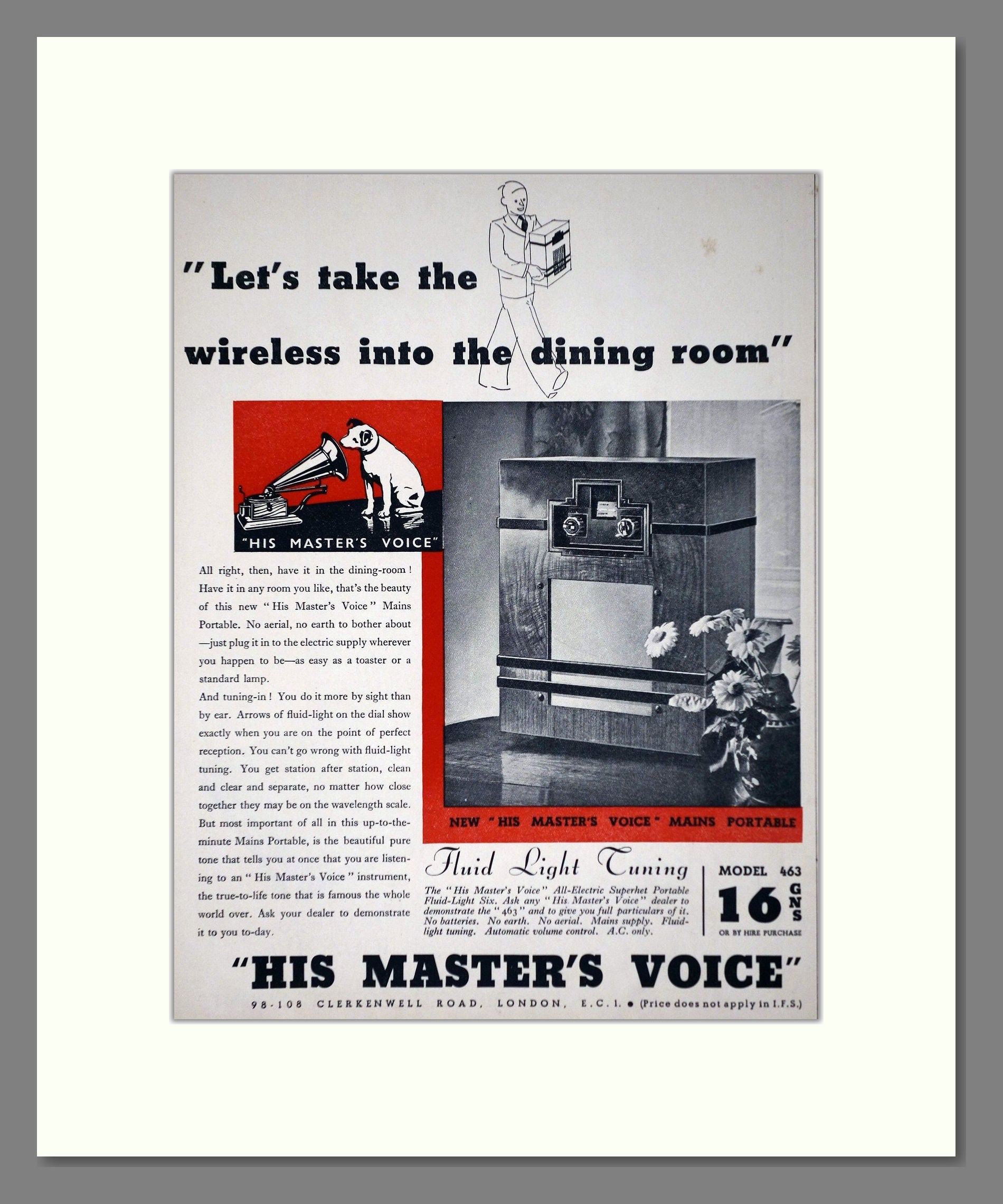 HMV His Master's Voice - Model 463. Vintage Advert 1934 (ref AD66627)