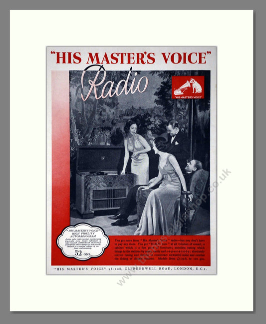 HMV His Master's Voice - Radio. Vintage Advert 1935 (ref AD66631)