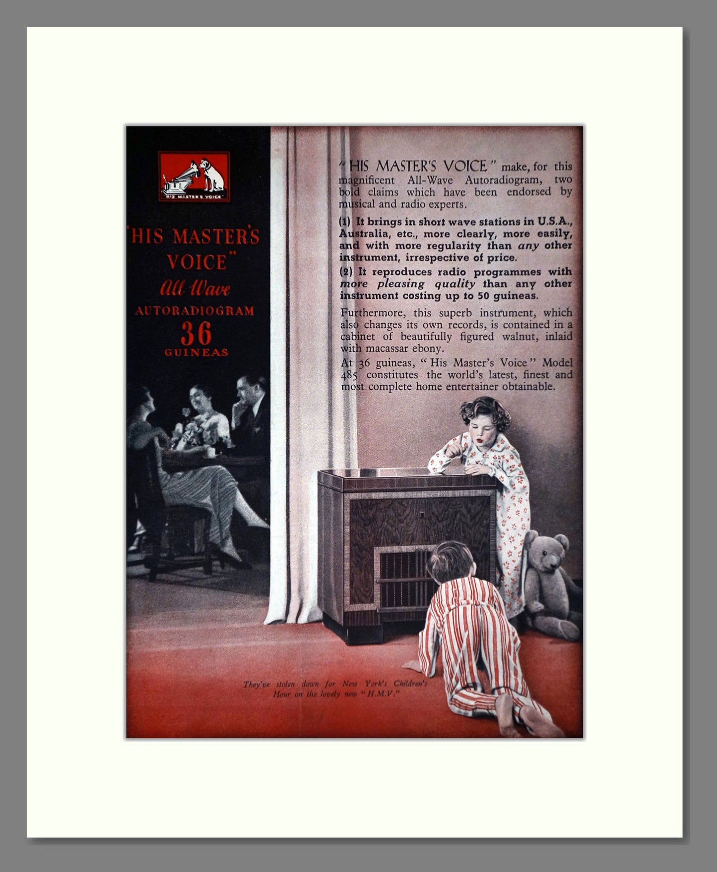 HMV His Master's Voice - All Wave Radio. Vintage Advert 1936 (ref AD66632)