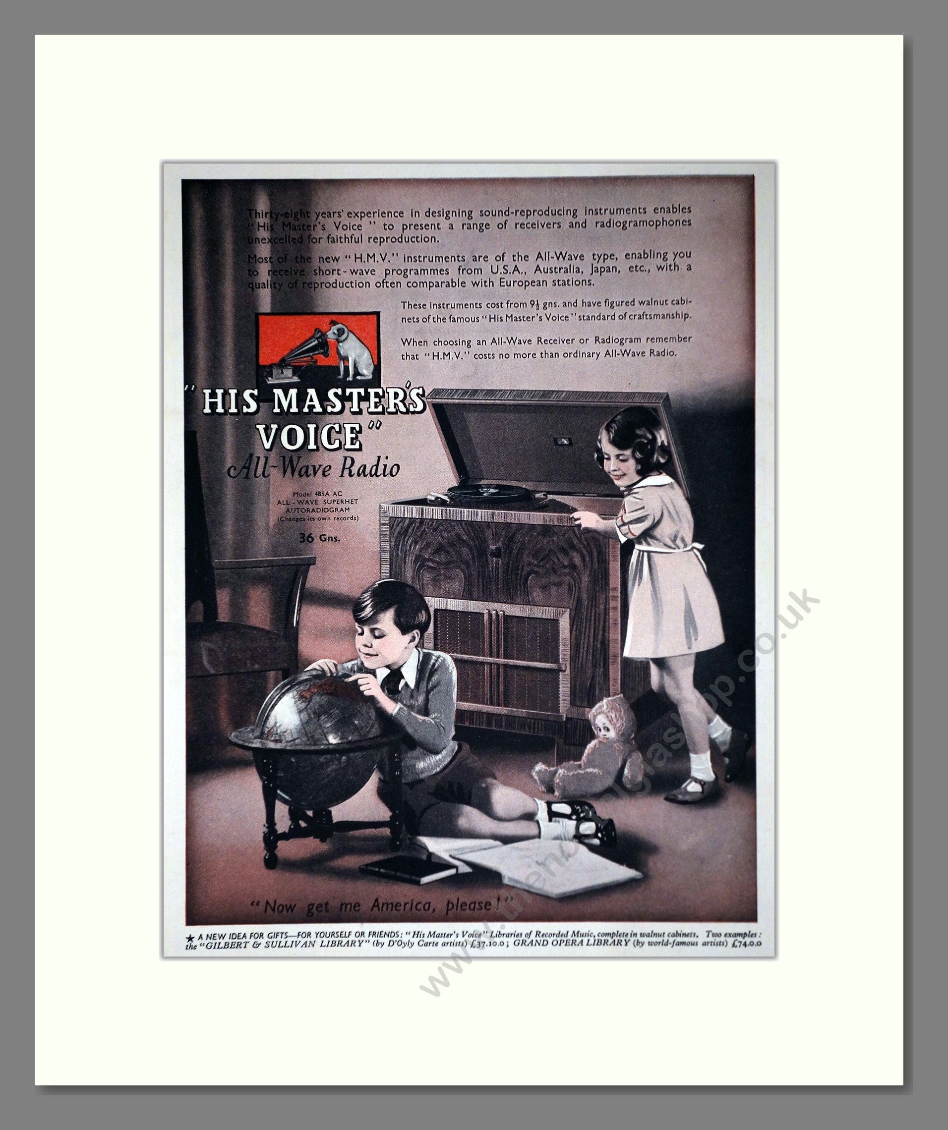 HMV His Master's Voice - All Wave Radio. Vintage Advert 1936 (ref AD66637)