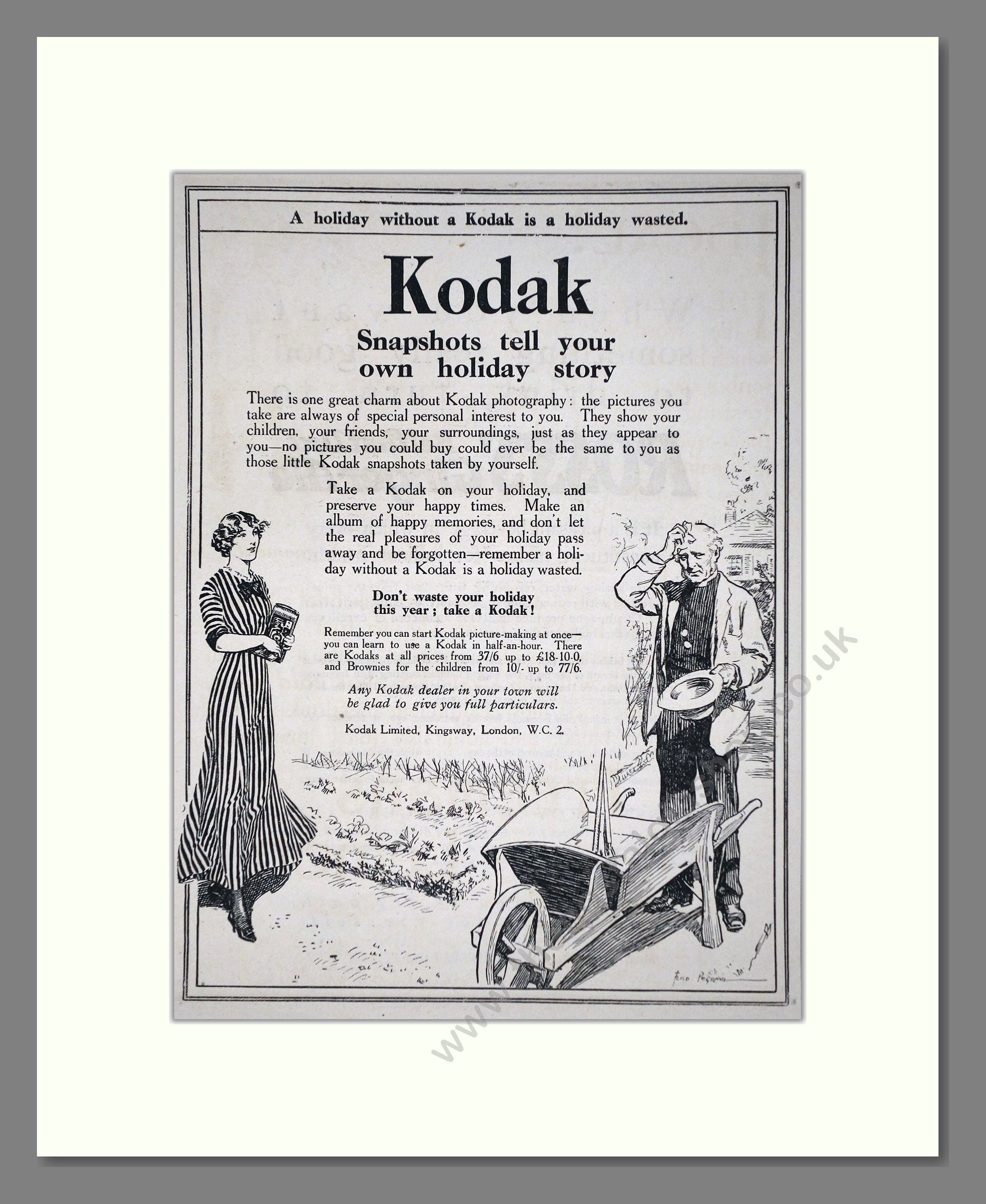 Kodak - Snapshots Tell Your Own Holiday Story. Vintage Advert 1919 (ref AD66740)