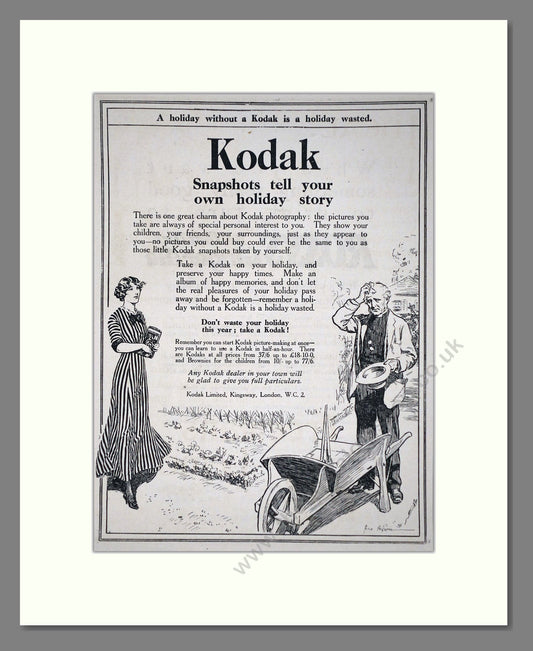 Kodak - Snapshots Tell Your Own Holiday Story. Vintage Advert 1919 (ref AD66740)