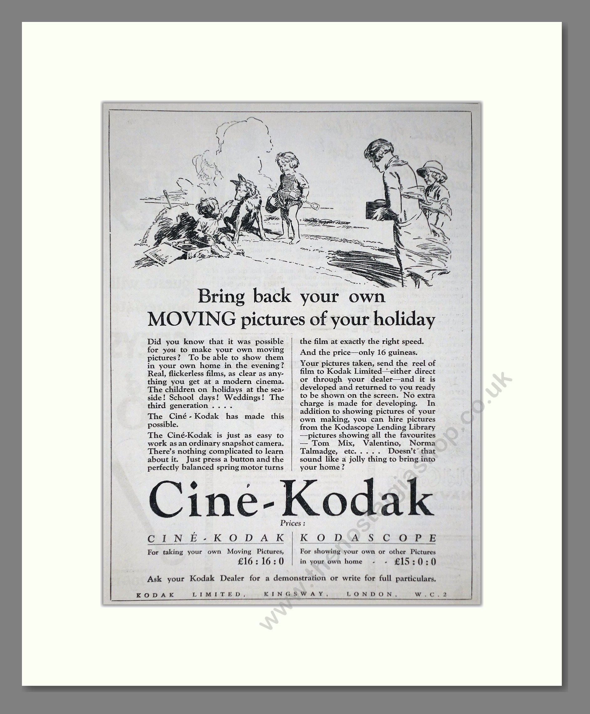 Kodak - Cine-Kodak Cine Pictures. Vintage Advert 1926 (ref AD66752)