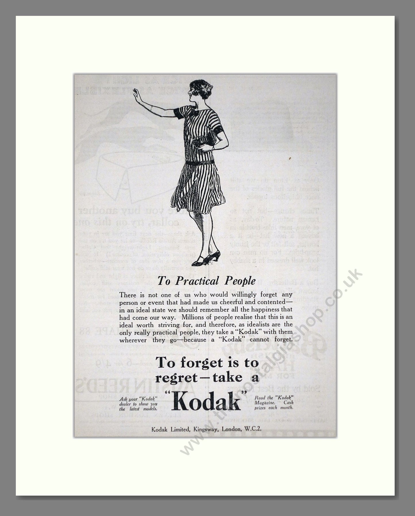 Kodak - To Forget Is To Regret. Vintage Advert 1927 (ref AD66756)