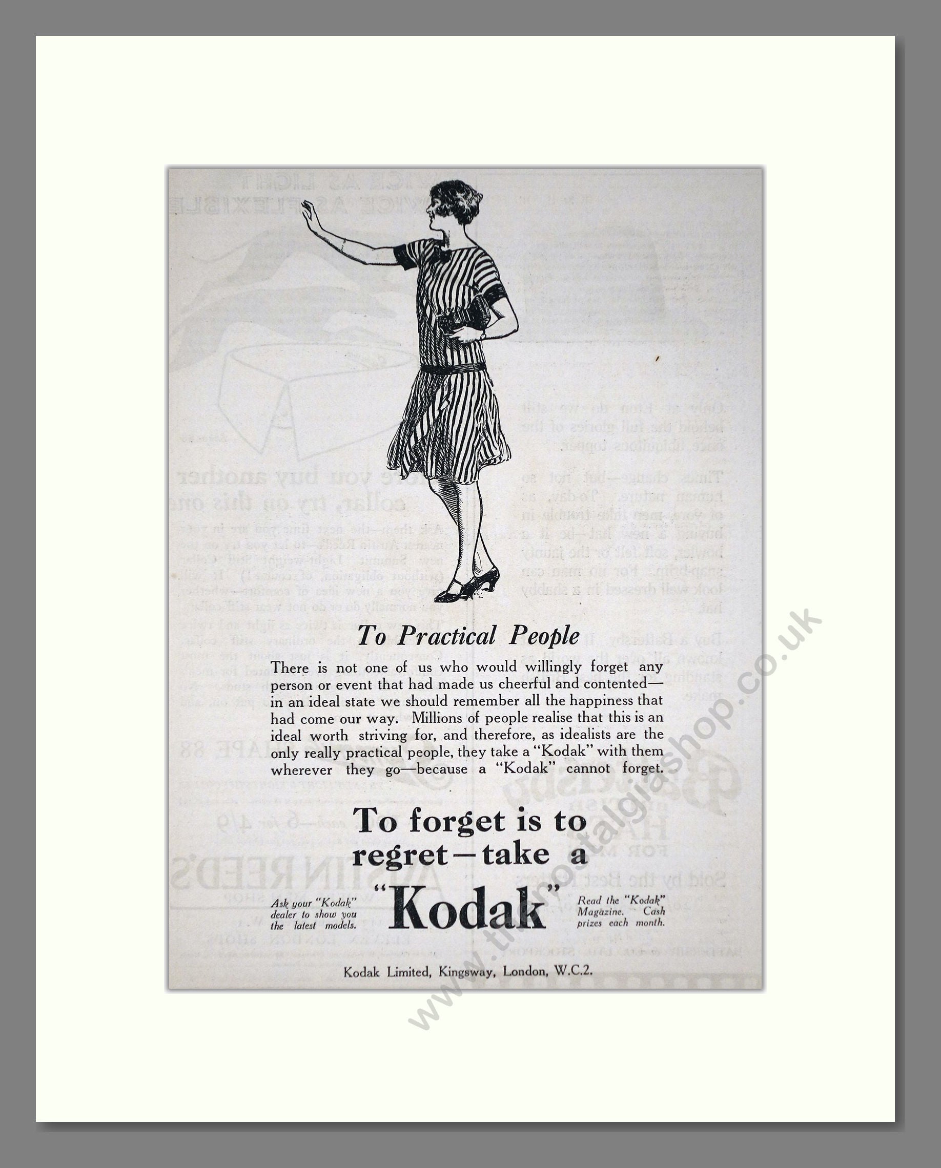 Kodak - To Forget Is To Regret. Vintage Advert 1927 (ref AD66756)