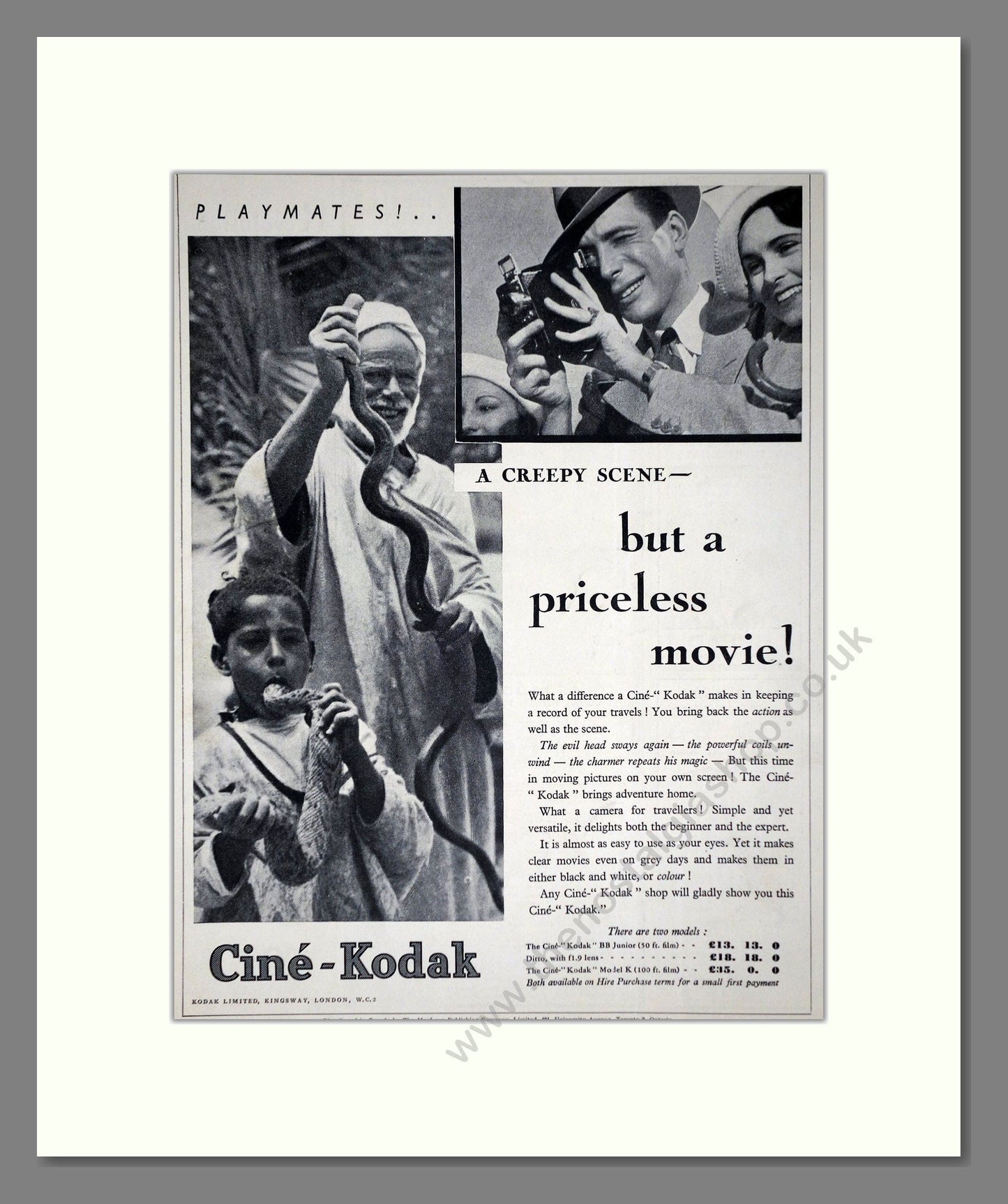 Kodak - Cine-Kodak. Vintage Advert 1934 (ref AD66761)