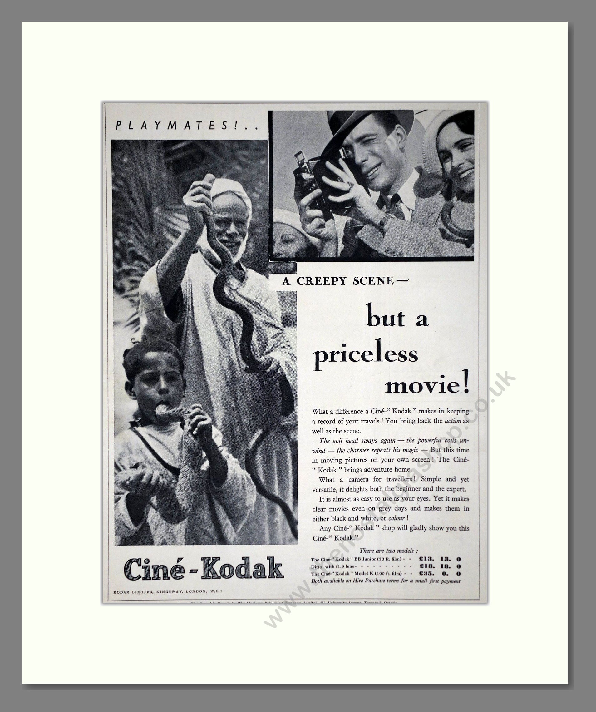 Kodak - Cine-Kodak. Vintage Advert 1934 (ref AD66761)