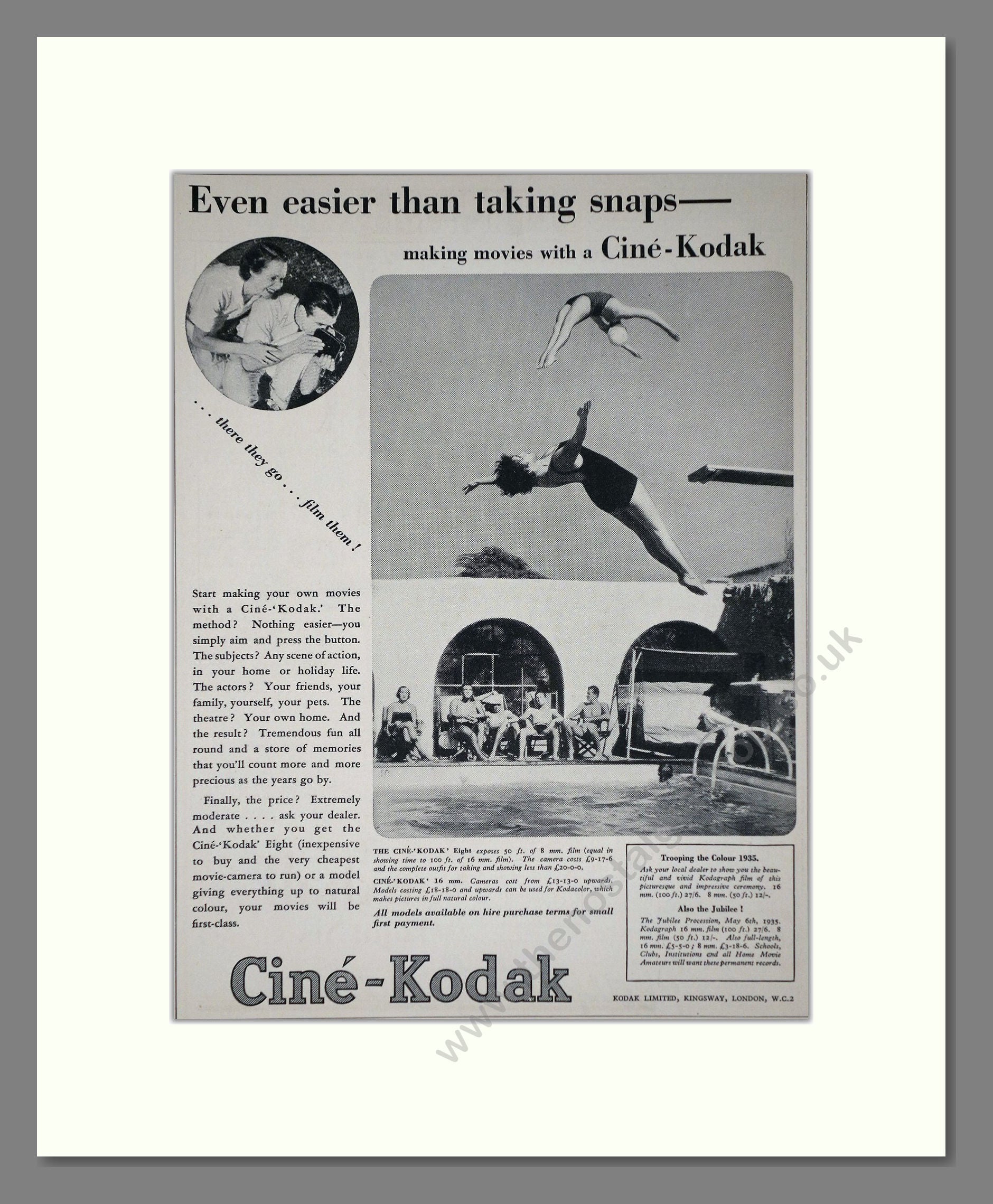 Kodak - Cine-Kodak. Vintage Advert 1935 (ref AD66765)