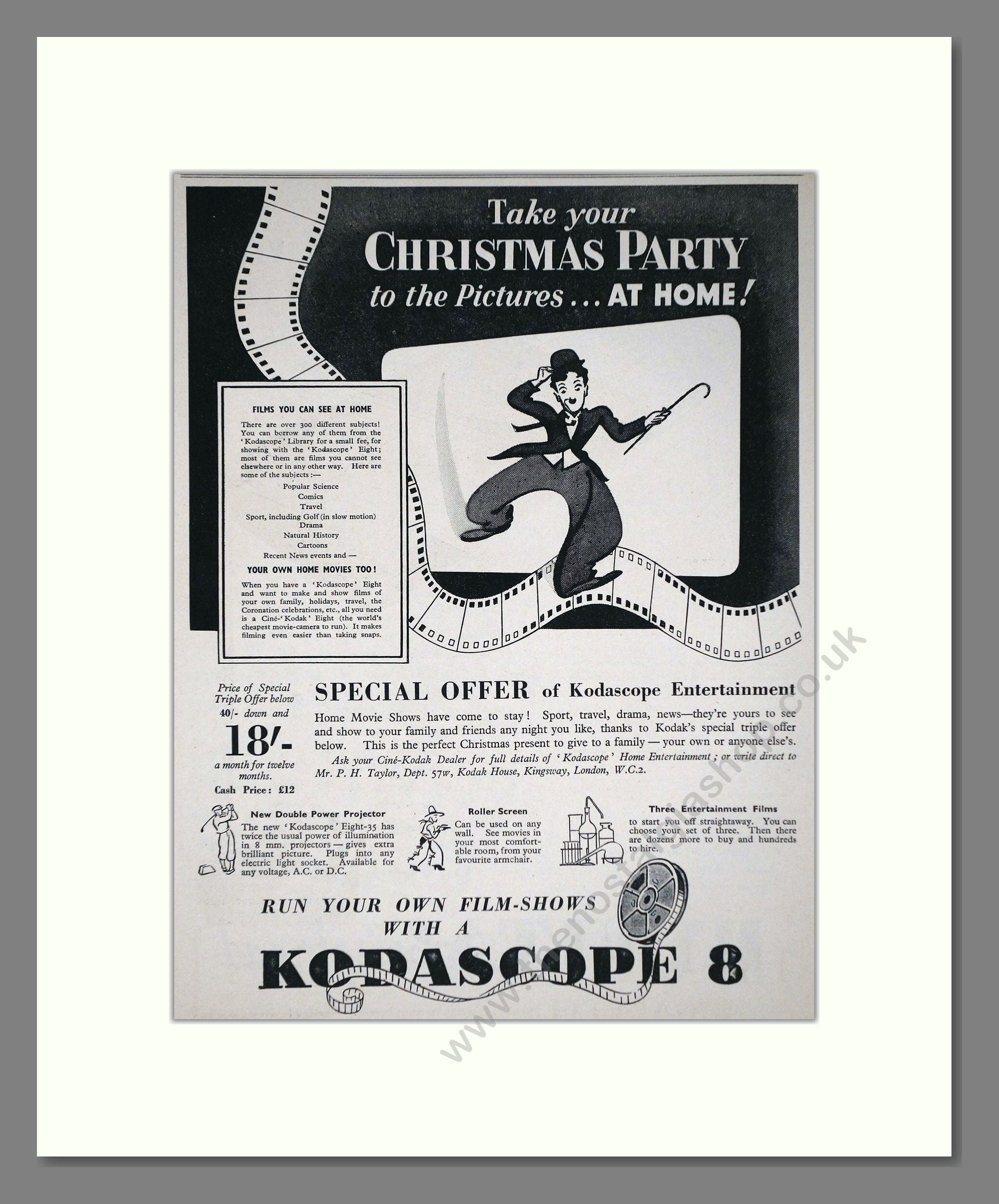 Kodak - Kodascope 8. Vintage Advert 1936 (ref AD66767)