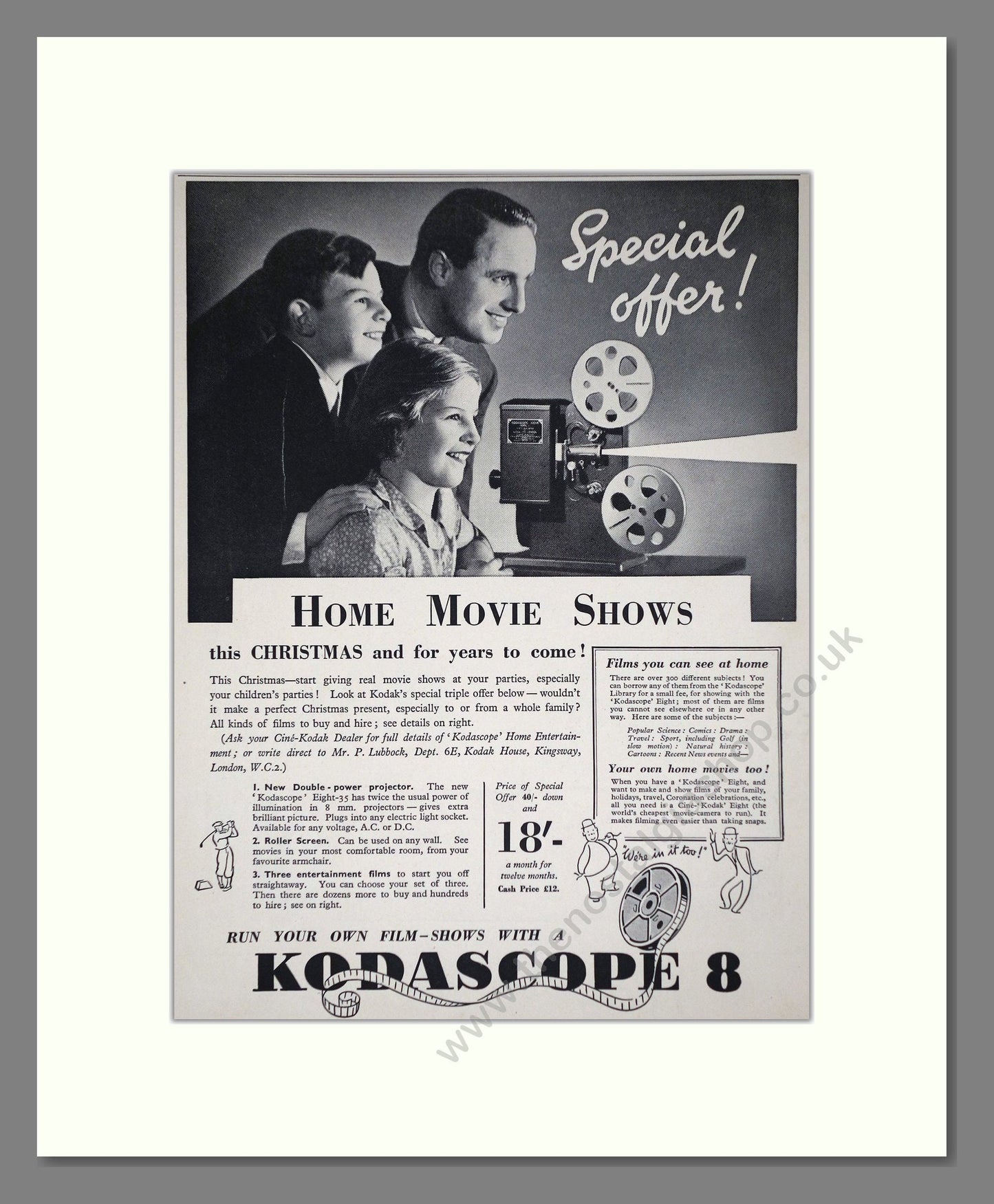 Kodak - Kodascope 8. Vintage Advert 1936 (ref AD66768)