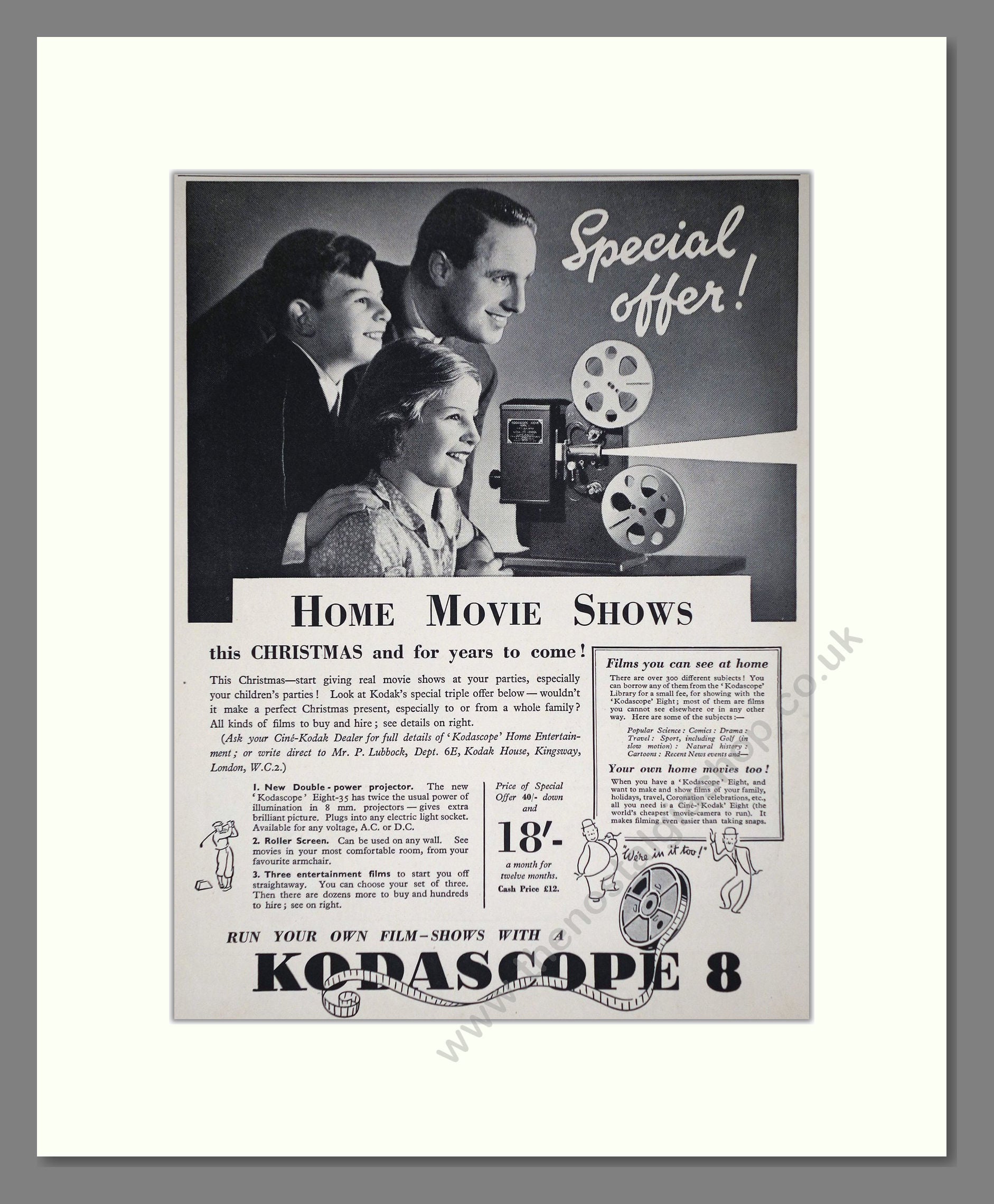 Kodak - Kodascope 8. Vintage Advert 1936 (ref AD66768)