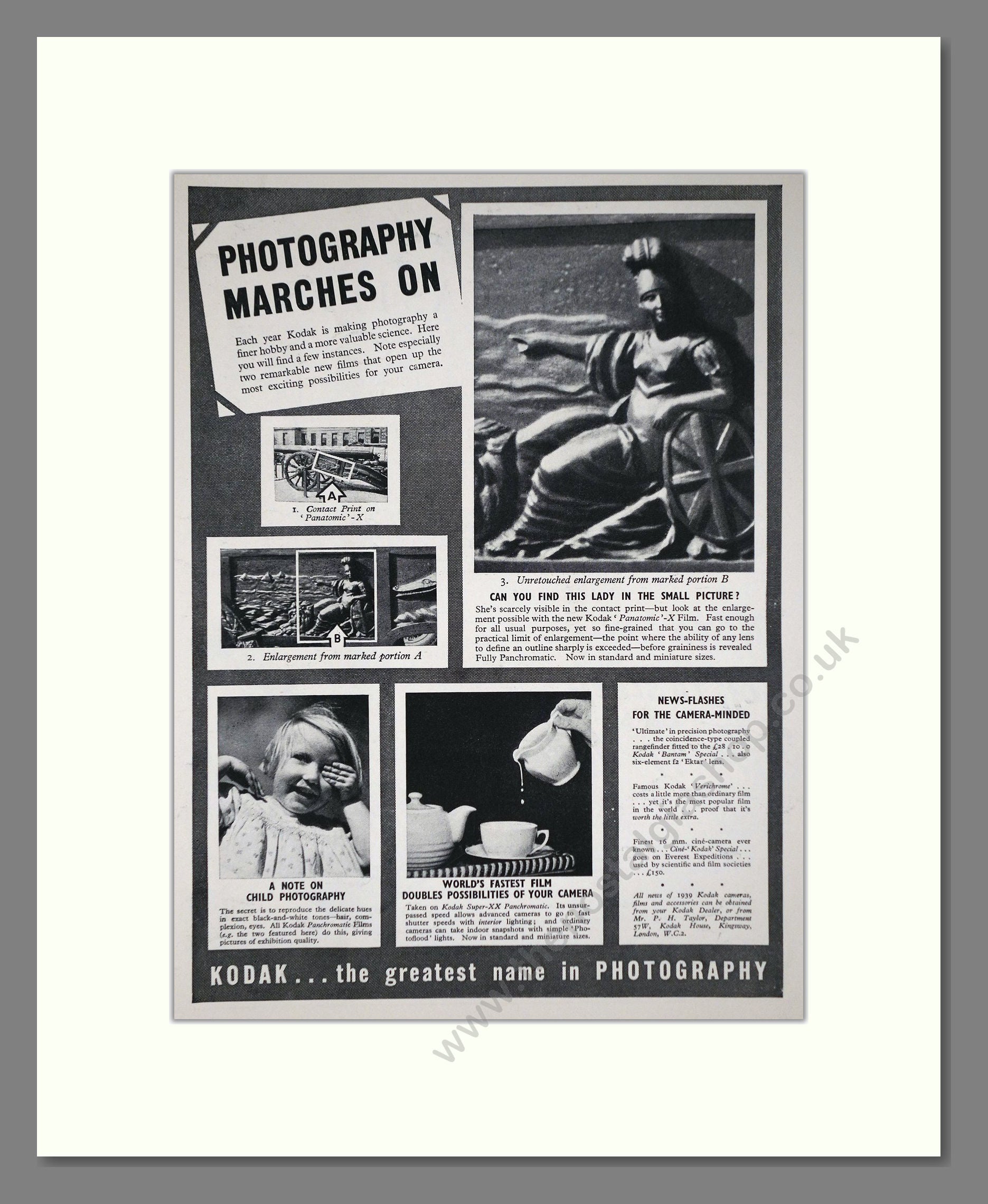 Kodak - The Greatest Name In Photography. Vintage Advert 1939 (ref AD66775)