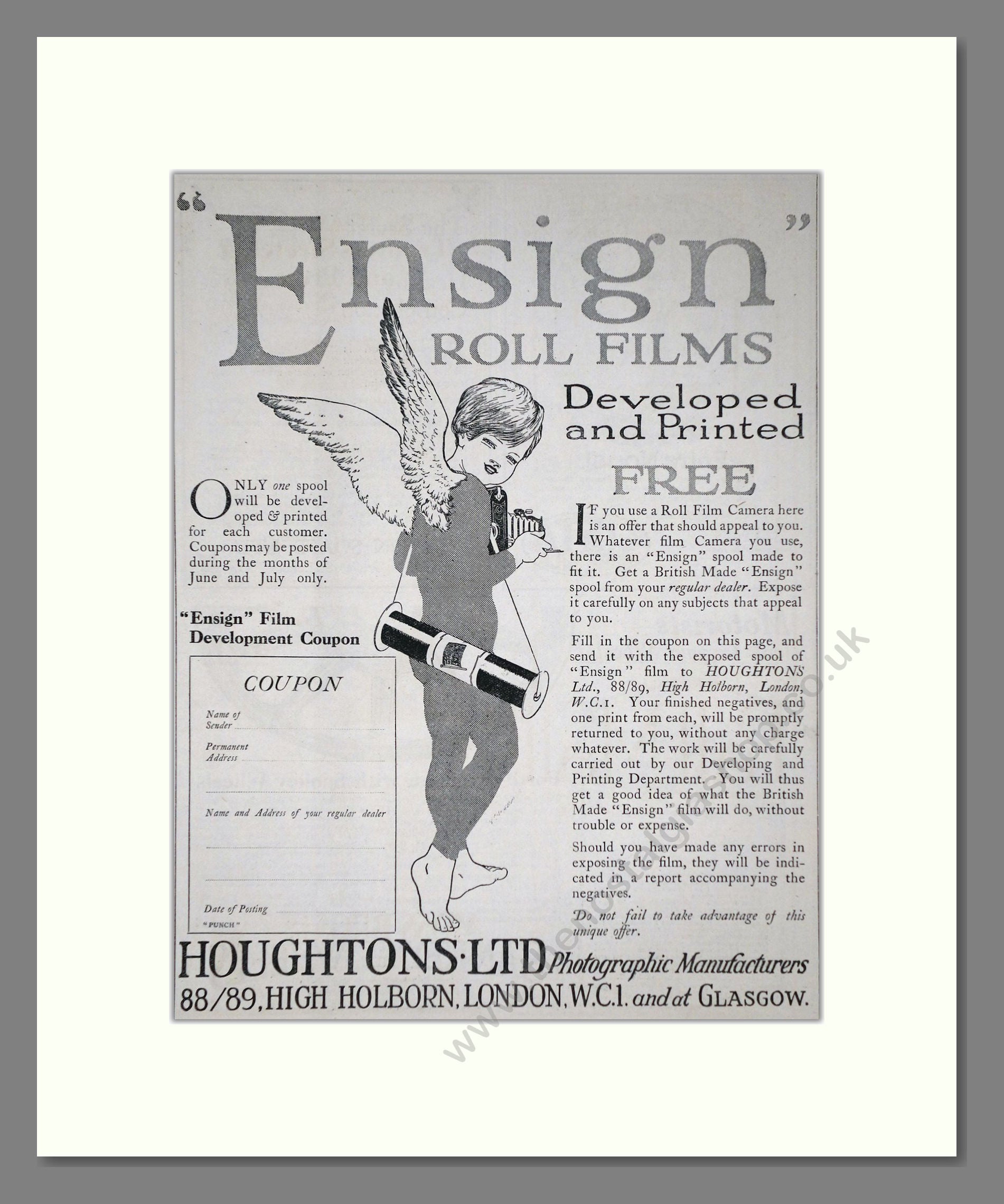 Ensign - Roll Films. Vintage Advert 1920 (ref AD66781)