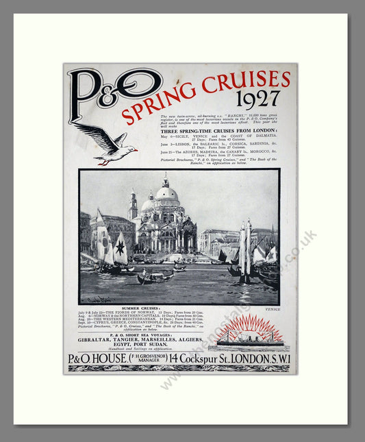 P And O - Spring Cruises. Vintage Advert 1927 (ref AD66656)