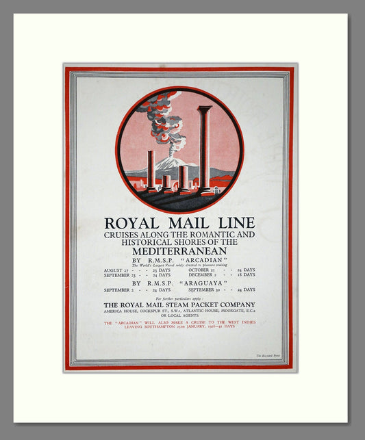 Royal Mail Line - Arcadian / Araguaya Steamers. Vintage Advert 1927 (ref AD66659)