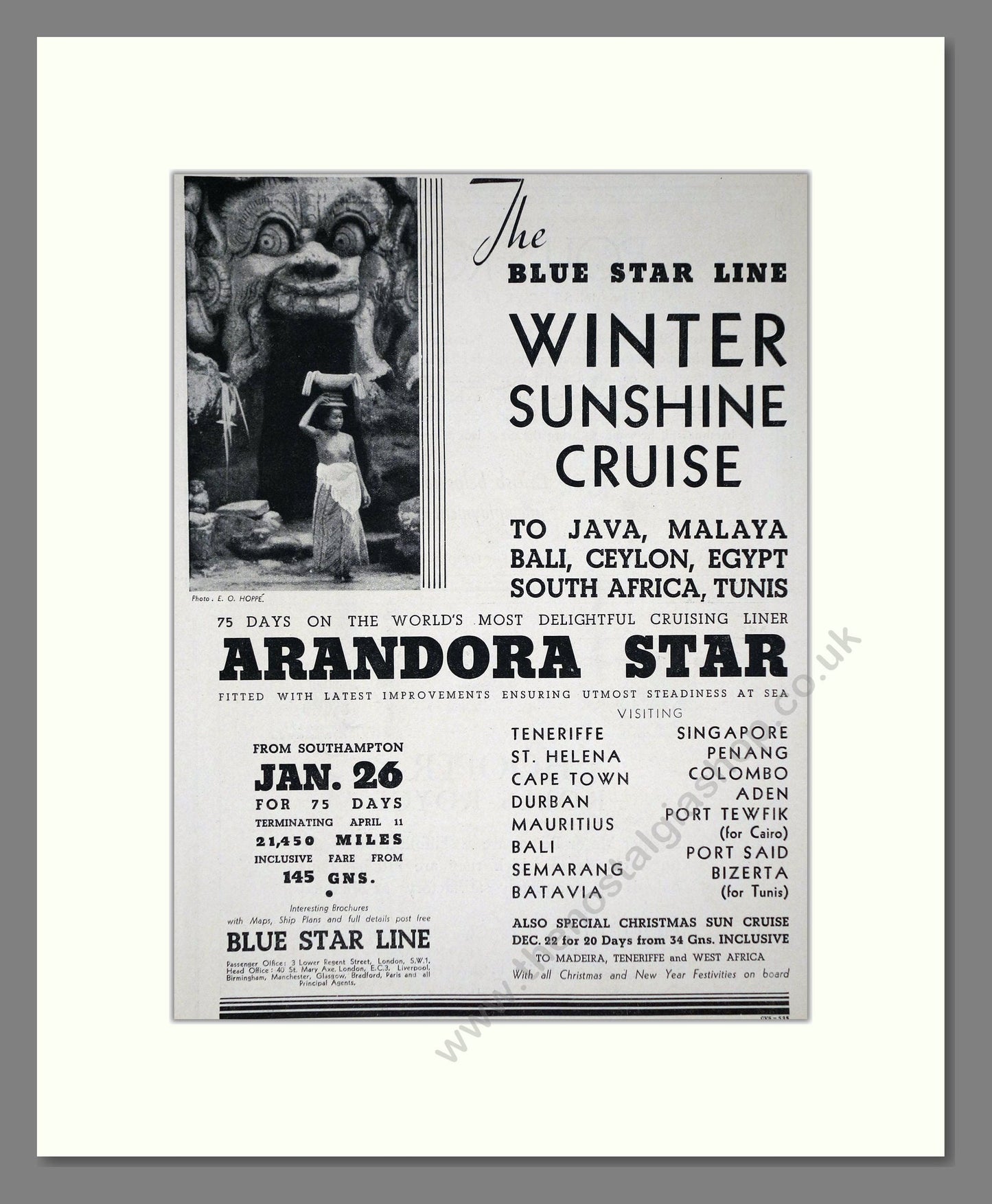Blue Star Line - Arandora Star Ship. Vintage Advert 1934 (ref AD66665)