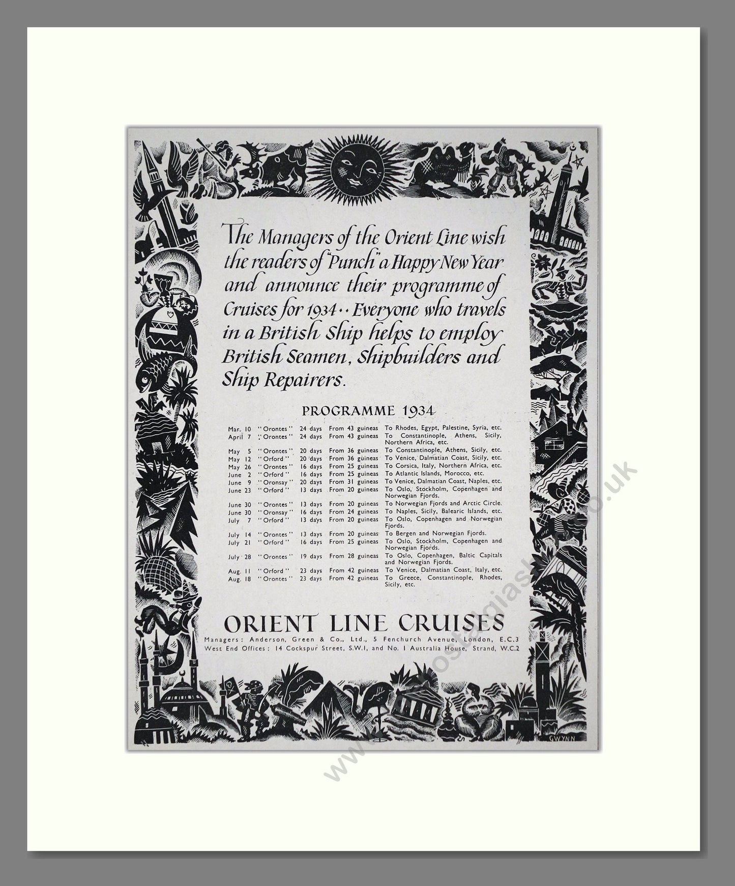 Orient Line - 1934 Cruises. Vintage Advert 1934 (ref AD66669)