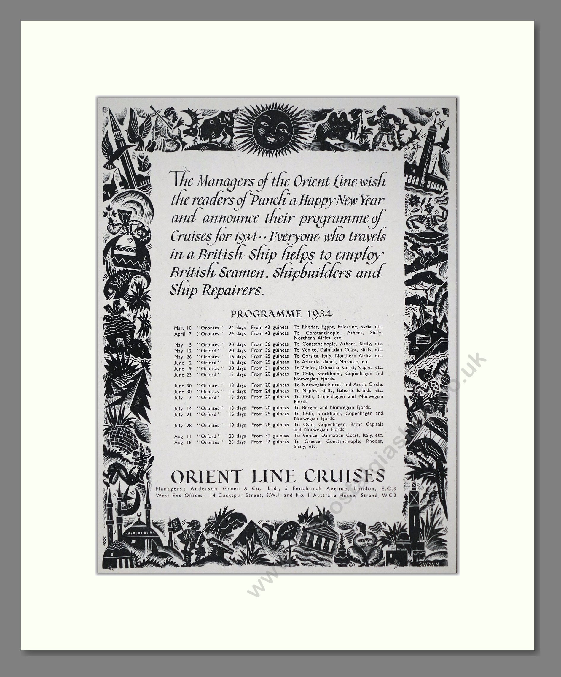 Orient Line - 1934 Cruises. Vintage Advert 1934 (ref AD66669)