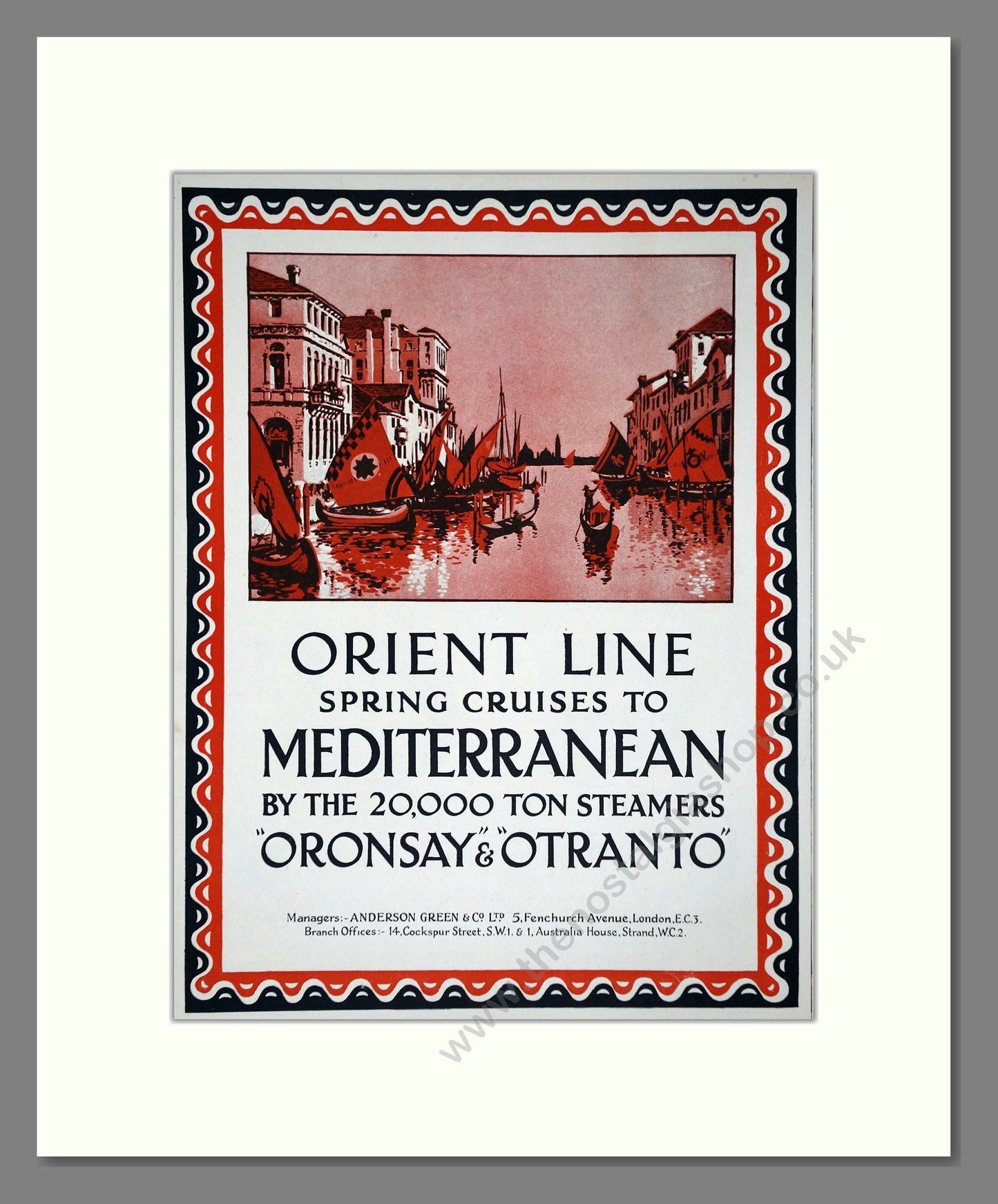 Orient Line - Oronsay / Otranto Steamers. Vintage Advert 1927 (ref AD66672)