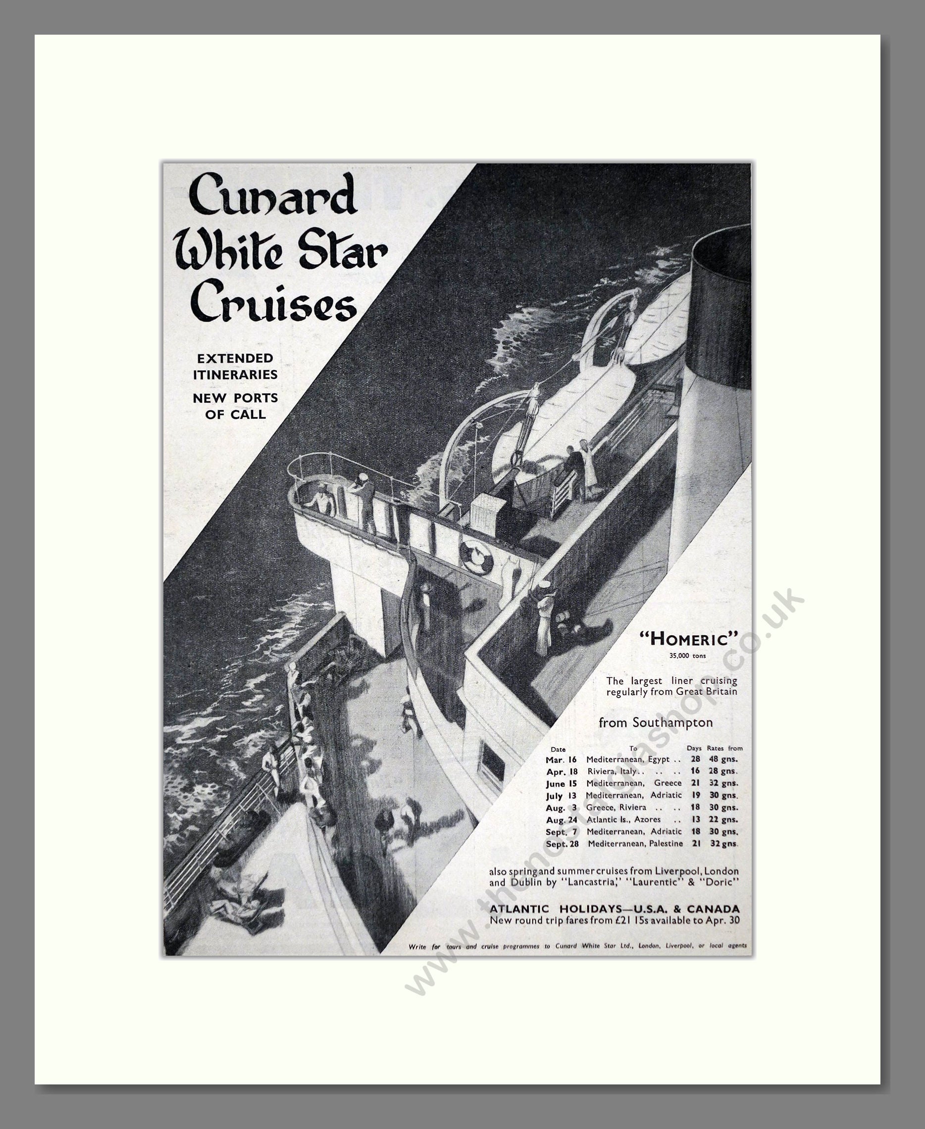 Orient Line Homeric Ship Vintage Advert 1935 ref AD66673 The Orient Line Homeric Ship Vintage Advert 1935 ref AD66673 The