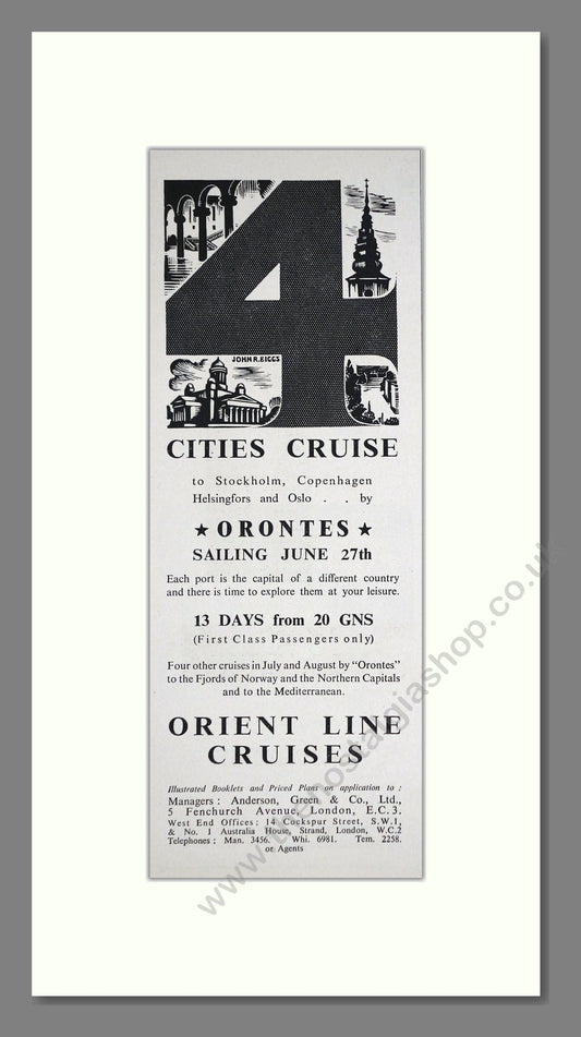 Orient Line - Orontes Cruise Ship. Vintage Advert 1936 (ref AD66680)