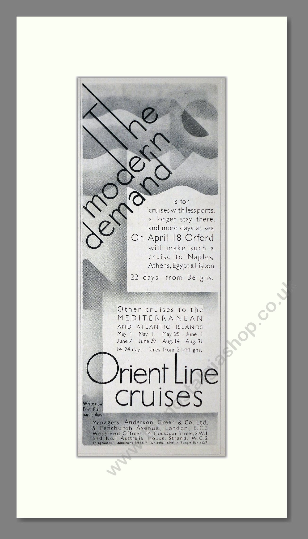 Orient Line - The Modern Demand. Vintage Advert 1935 (ref AD66683)