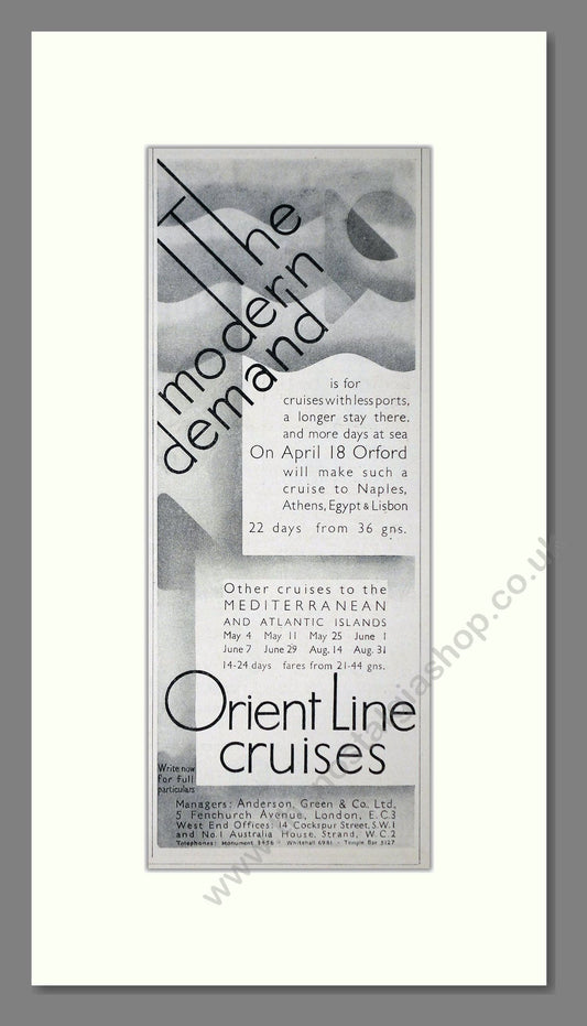 Orient Line - The Modern Demand. Vintage Advert 1935 (ref AD66683)
