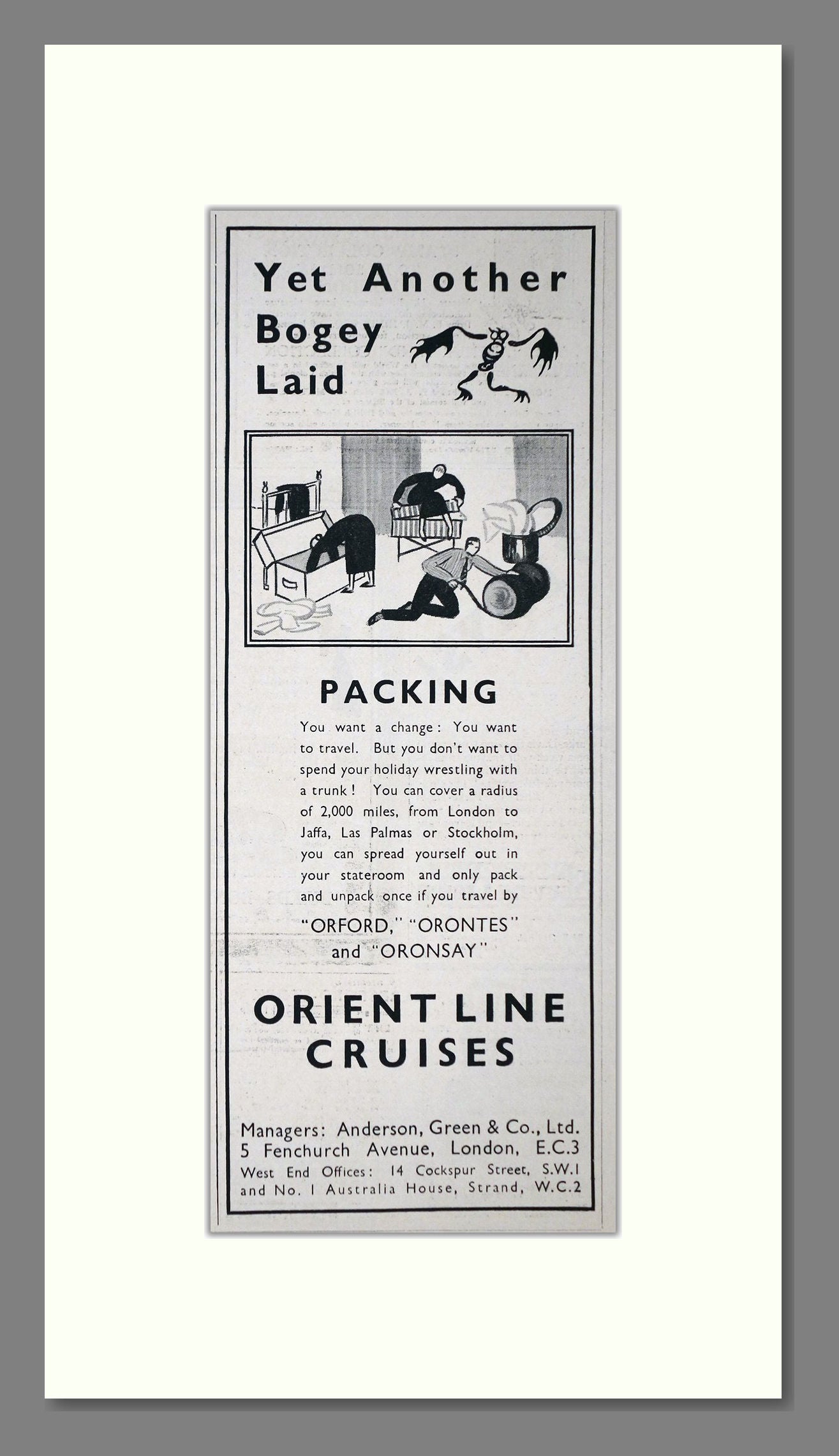 Orient Line - Yet Another Bogey Laid. Vintage Advert 1934 (ref AD66685)