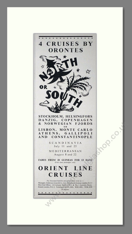 Orient Line - North Or South. Vintage Advert 1936 (ref AD66686)