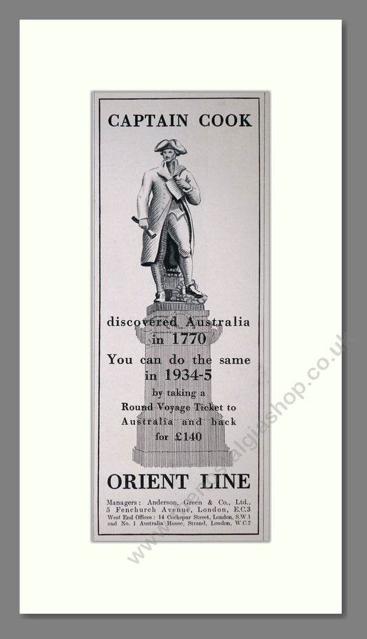 Orient Line - Captain Cook. Vintage Advert 1934 (ref AD66687)