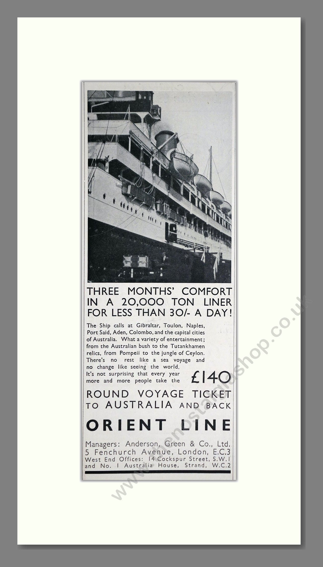 Orient Line - Australia Cruise. Vintage Advert 1934 (ref AD66695)