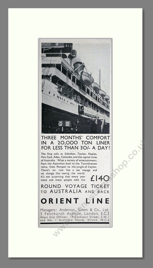 Orient Line - Australia Cruise. Vintage Advert 1934 (ref AD66695)