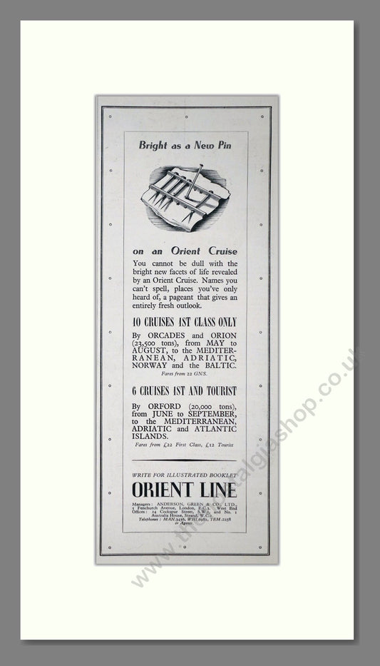 Orient Line - Bright As A New Pin. Vintage Advert 1939 (ref AD66707)