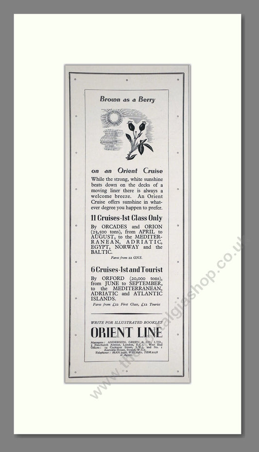 Orient Line - Brown As A Berry. Vintage Advert 1939 (ref AD66708)