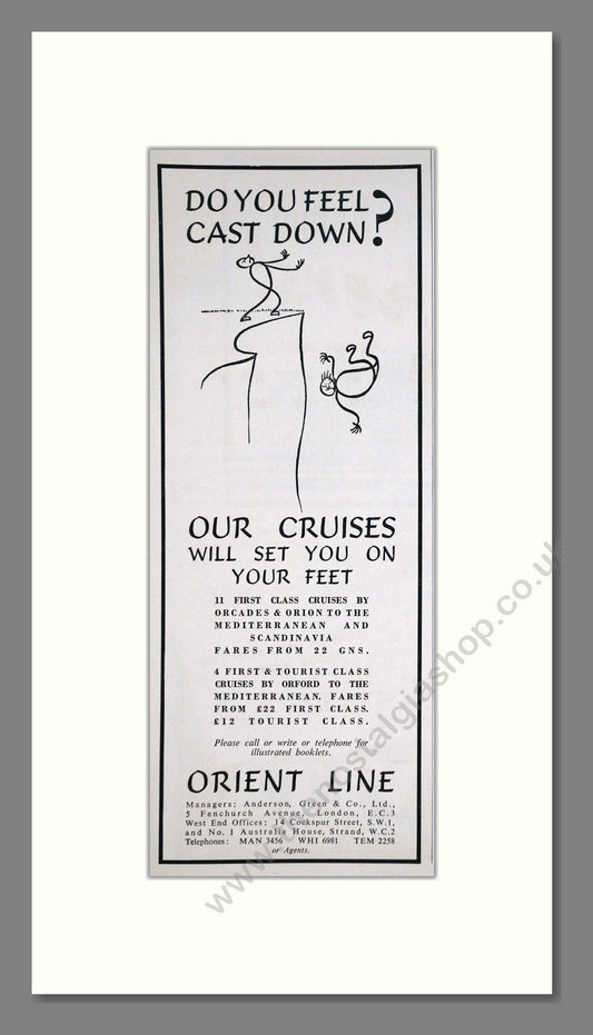 Orient Line - Orcades / Orion Cruise Ships. Vintage Advert 1938 (ref AD66710)