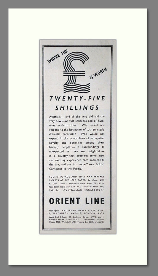 Orient Line - Australia Cruise. Vintage Advert 1937 (ref AD66714)