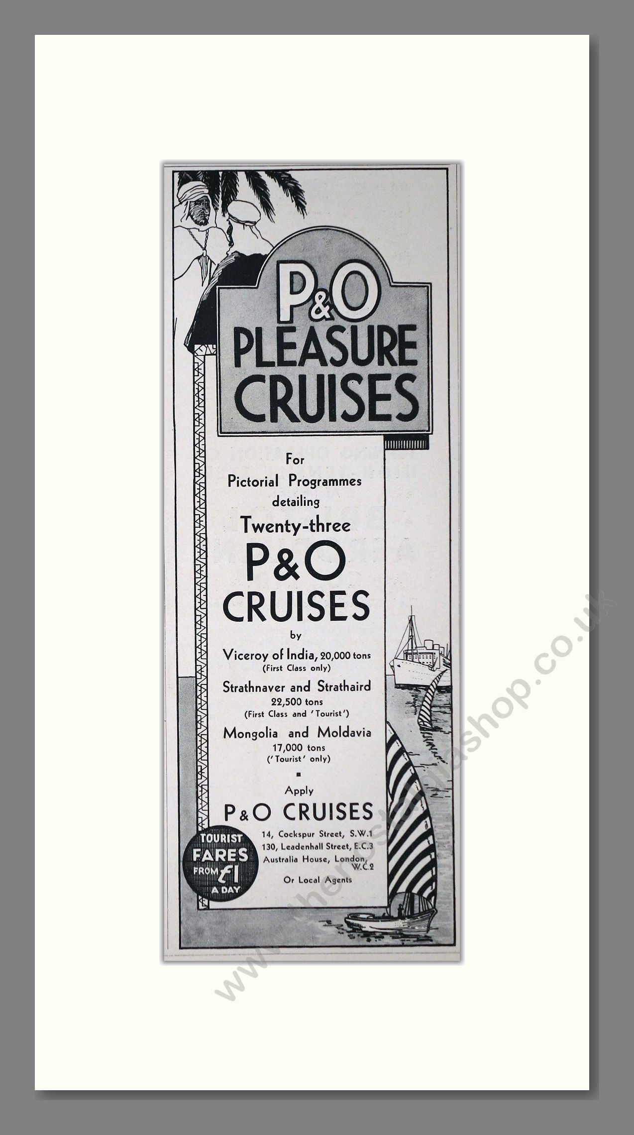P And O - Viceroy Of India And Others. Vintage Advert 1934 (ref AD66717)