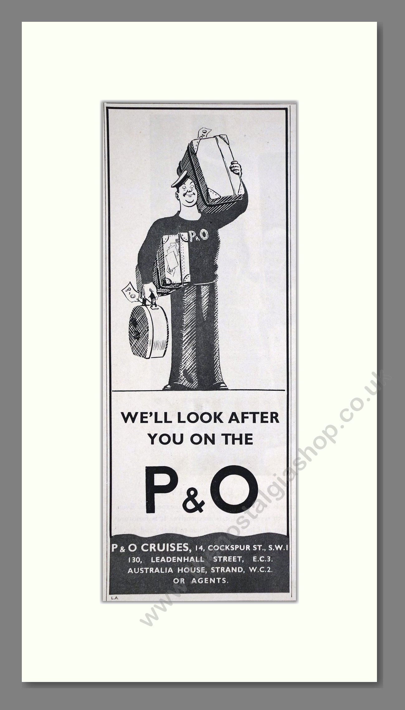 P And O - We'll Look After You. Vintage Advert 1935 (ref AD66719)