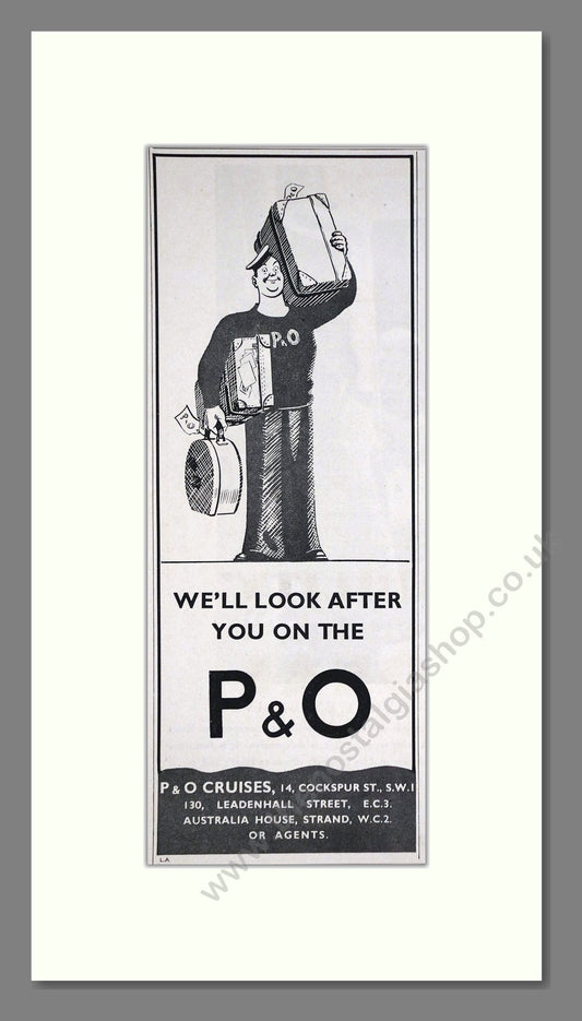 P And O - We'll Look After You. Vintage Advert 1935 (ref AD66719)